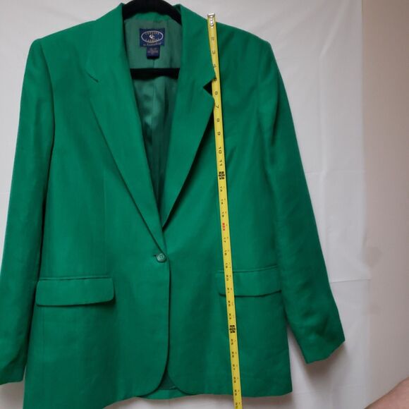 Women’s Charter Club 100% Linen Kelly Green Classic Career Blazer Size 10 NWOT - Picture 6 of 13